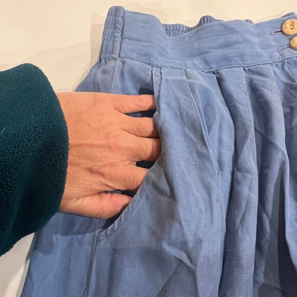 Vtg button front midi skirt blue medium elastic waist USA cottagecore western - Picture 8 of 8